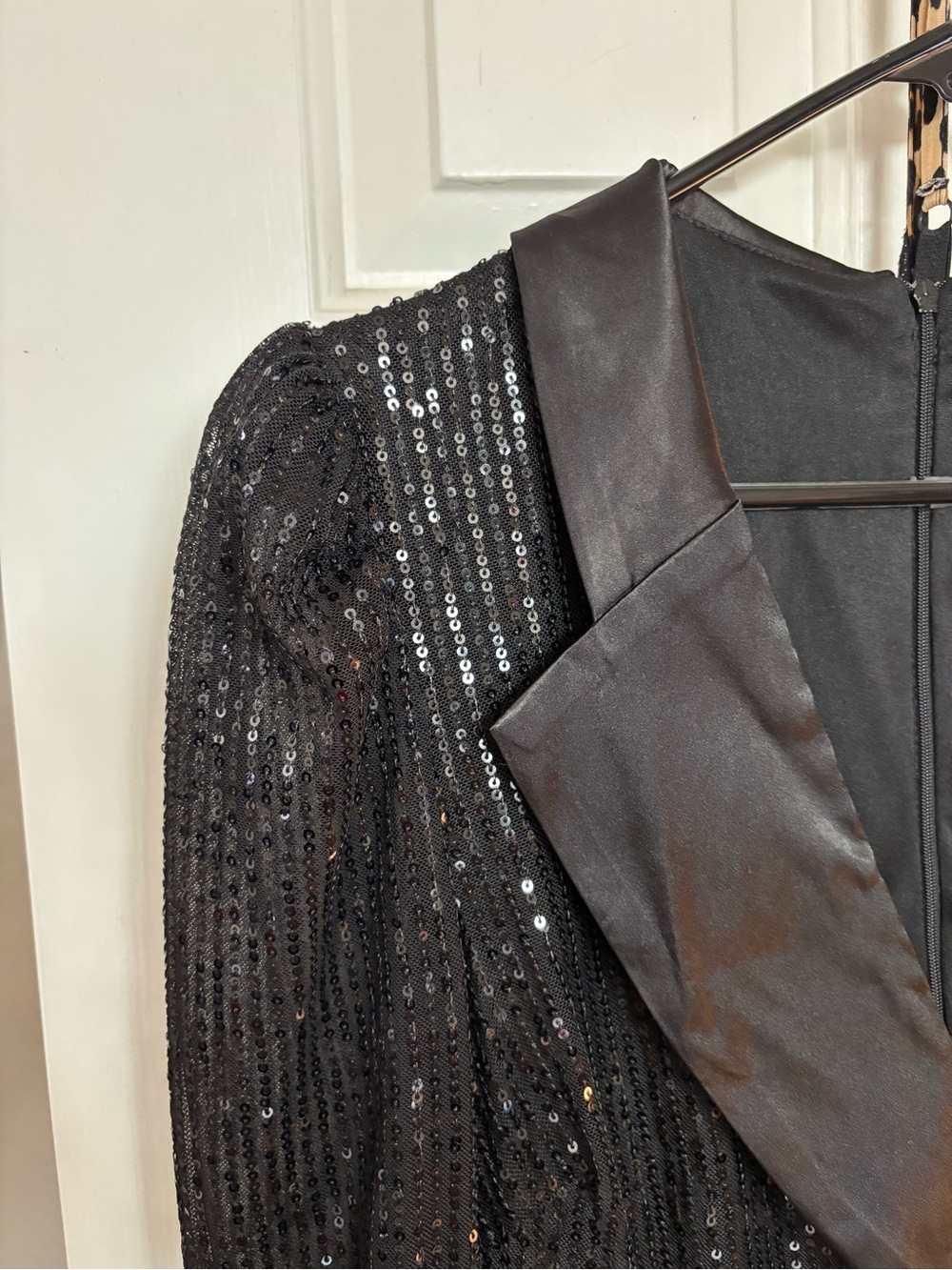 Black Sequin Evening jumpsuit Rhinestone Belt NOT included - Picture 7 of 8
